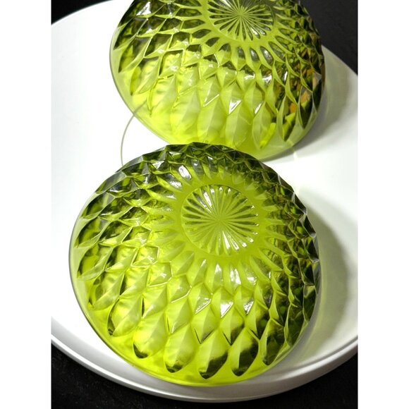 Vintage Indiana Glass Mt. Vernon Green Salad Bowls x 2 - Picture 11 of 12
